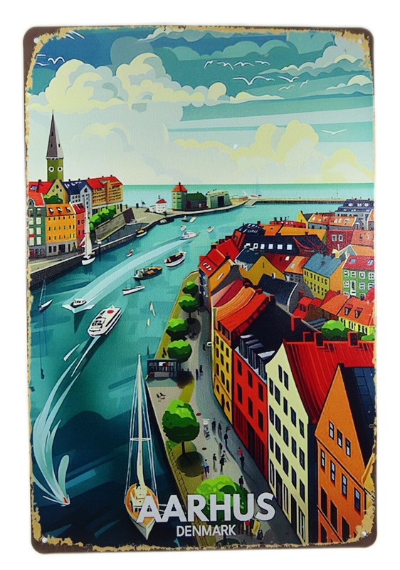 Blechschild Aarhus DÃ¤Nemark 30 X 20 Cm Deko Gmu J065