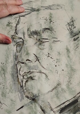 %%%%% MR. DONALD TRUMP ❤️1  PORTRAIT Turner 2021 Original Ink Zeichnung free