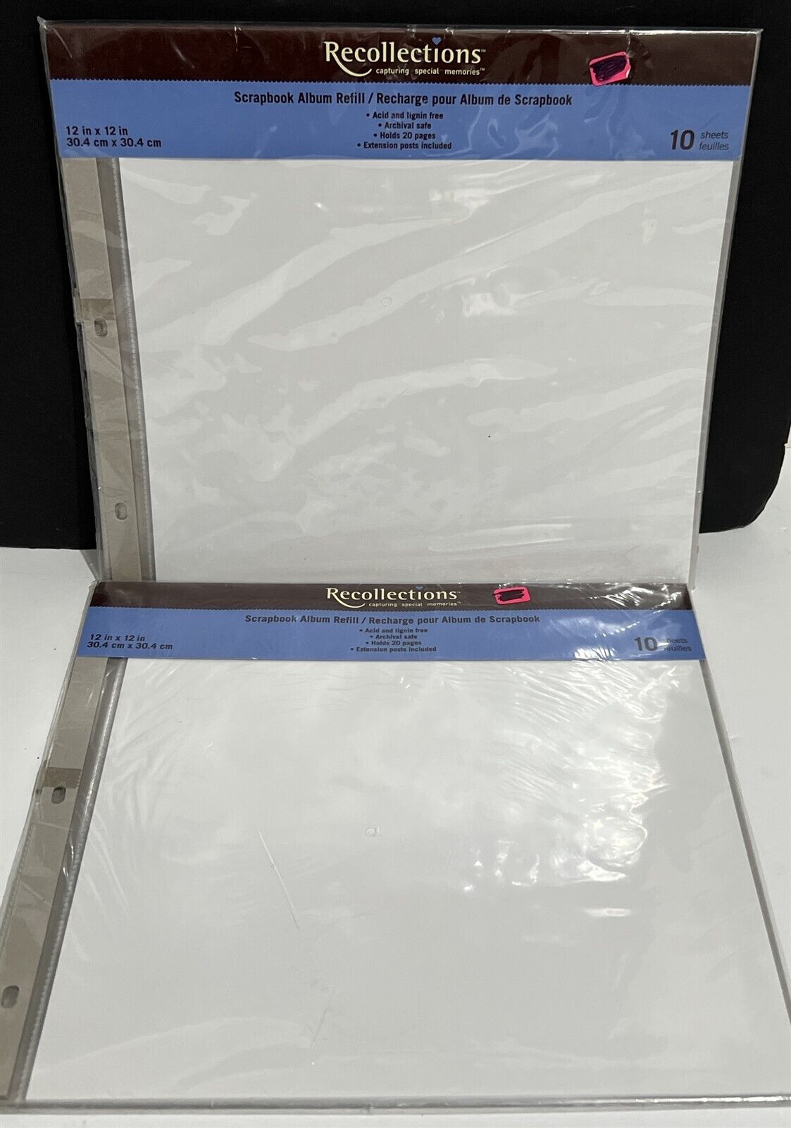 Recollections SCRAPBOOK PAGES Album Refill White Protectors 12x12 Lot
