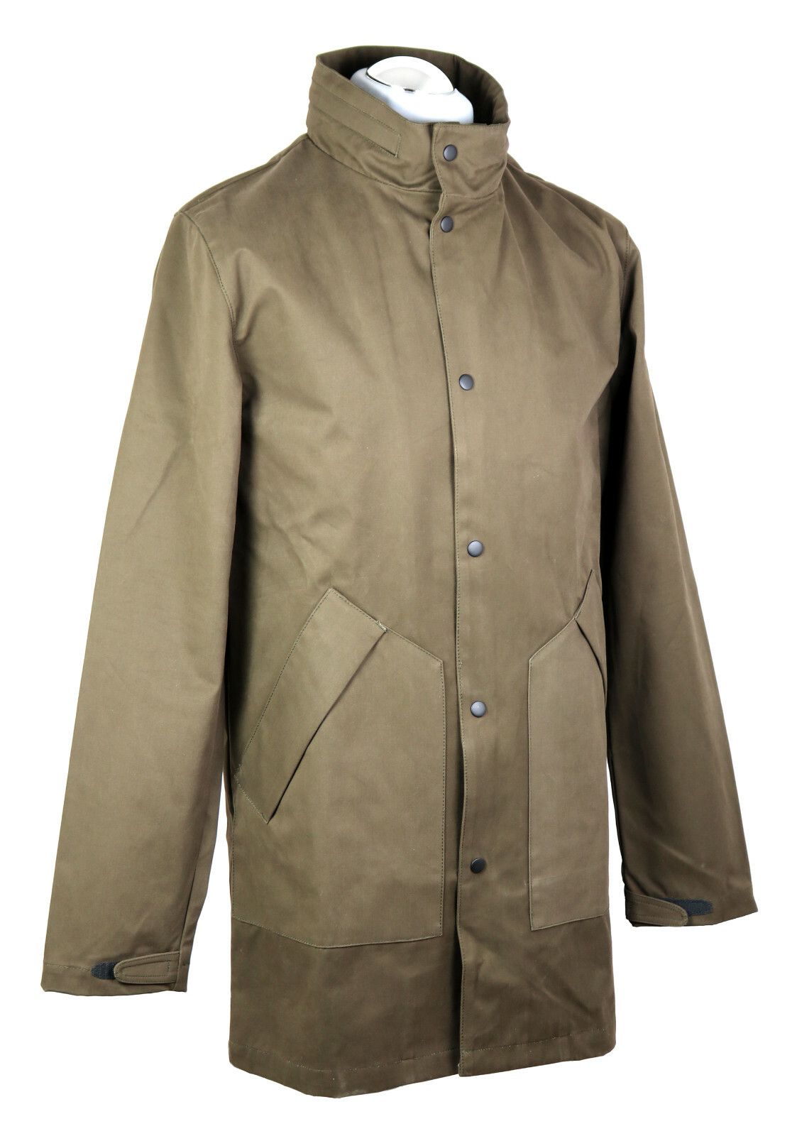 RVLT REVOLUTION Kurzmantel Mantel Trenchcoat Army Khaki Baumwolle Braun Gr. L