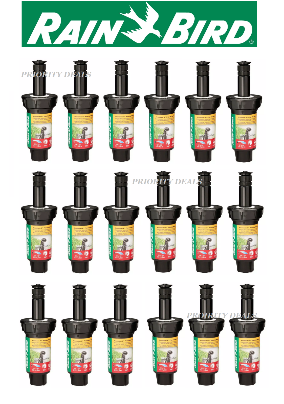 RAIN BIRD PREMIUM POP UP SPRINKLER 1800 ADJUSTABLE HALF PATTERN 1802 DUAL SPRAY