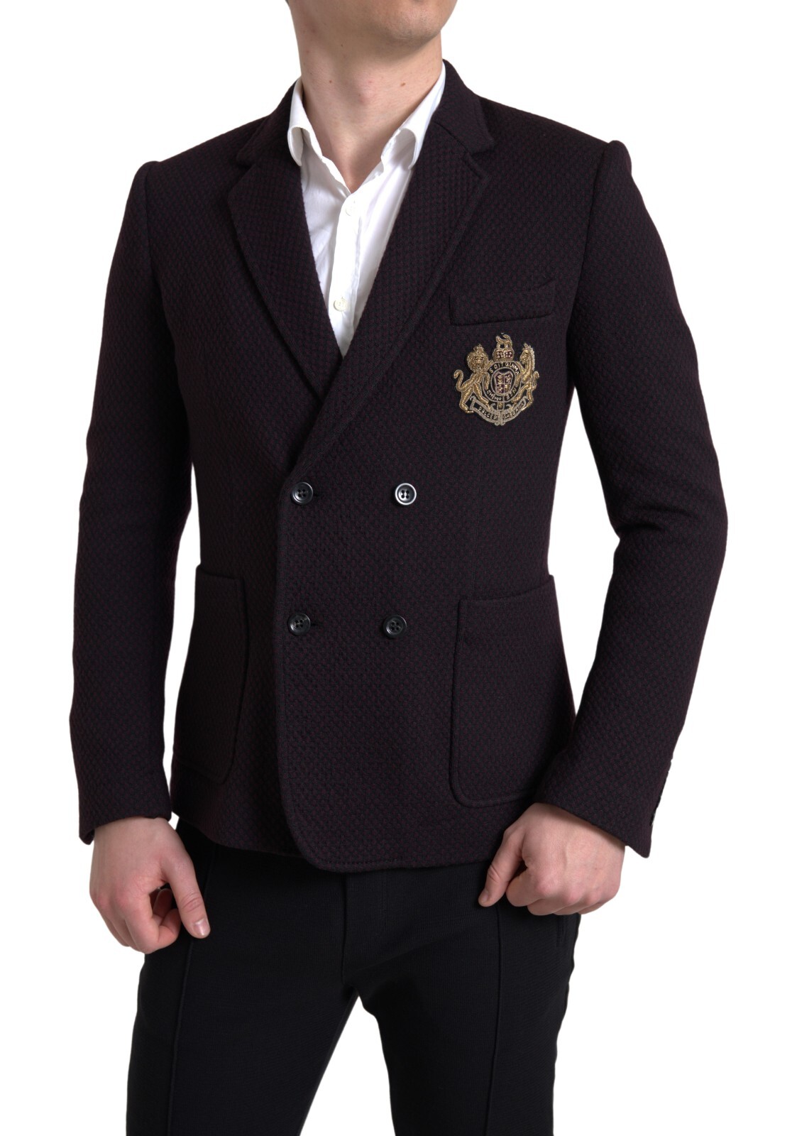DOLCE & GABBANA Blazer Purple Embroidery Double Breasted DOLCE & GABBANA Blazer Purple Embroidery Double Breasted