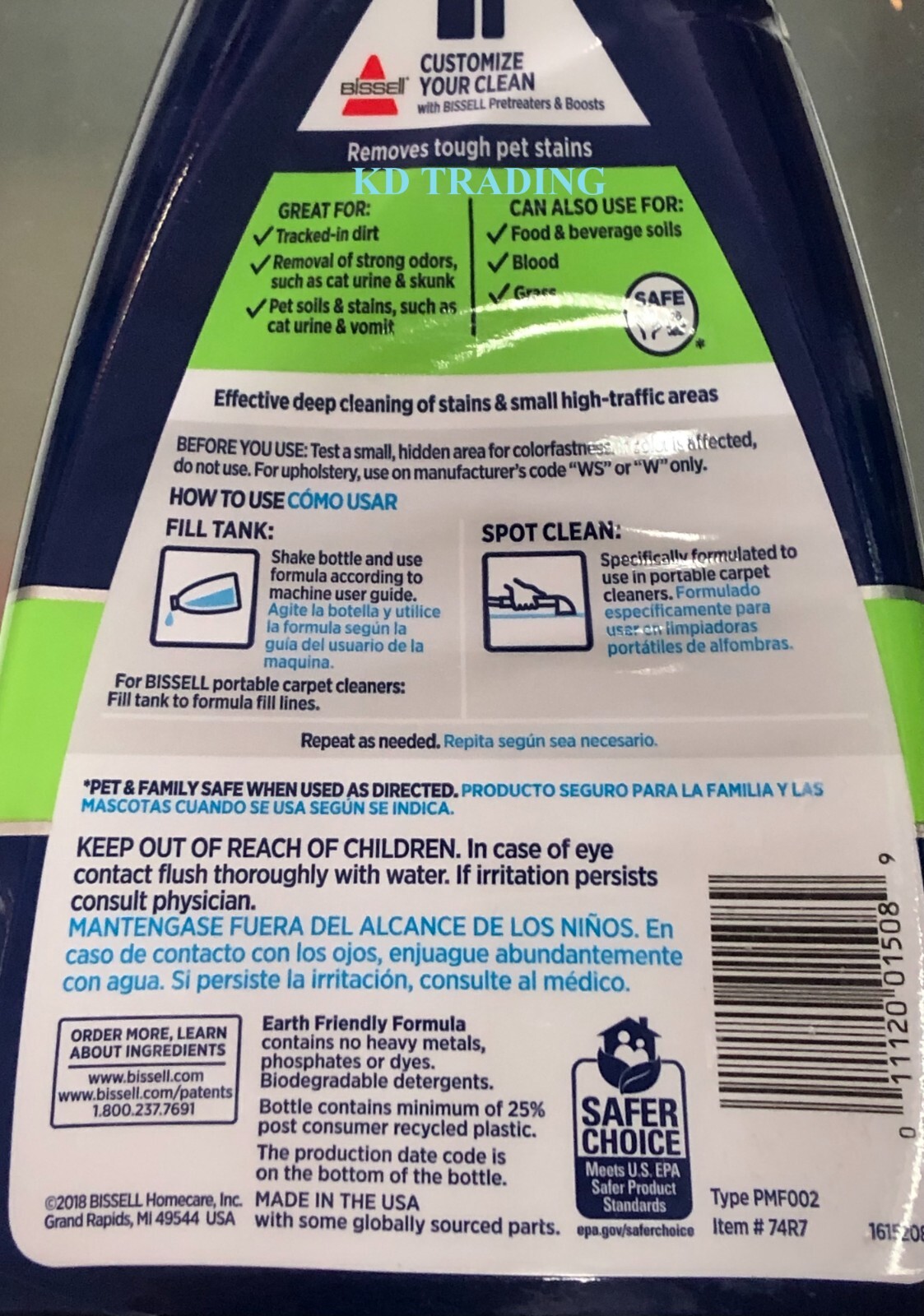 (2-Pk) BISSELL 2X Pet Stain & Odor Portable Carpet Cleaning Machine Formula 32oz