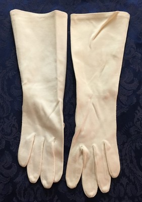 Vintage lot of 4 Womens Dress Gloves Black Leather Ivory Double Woven Cotton G80