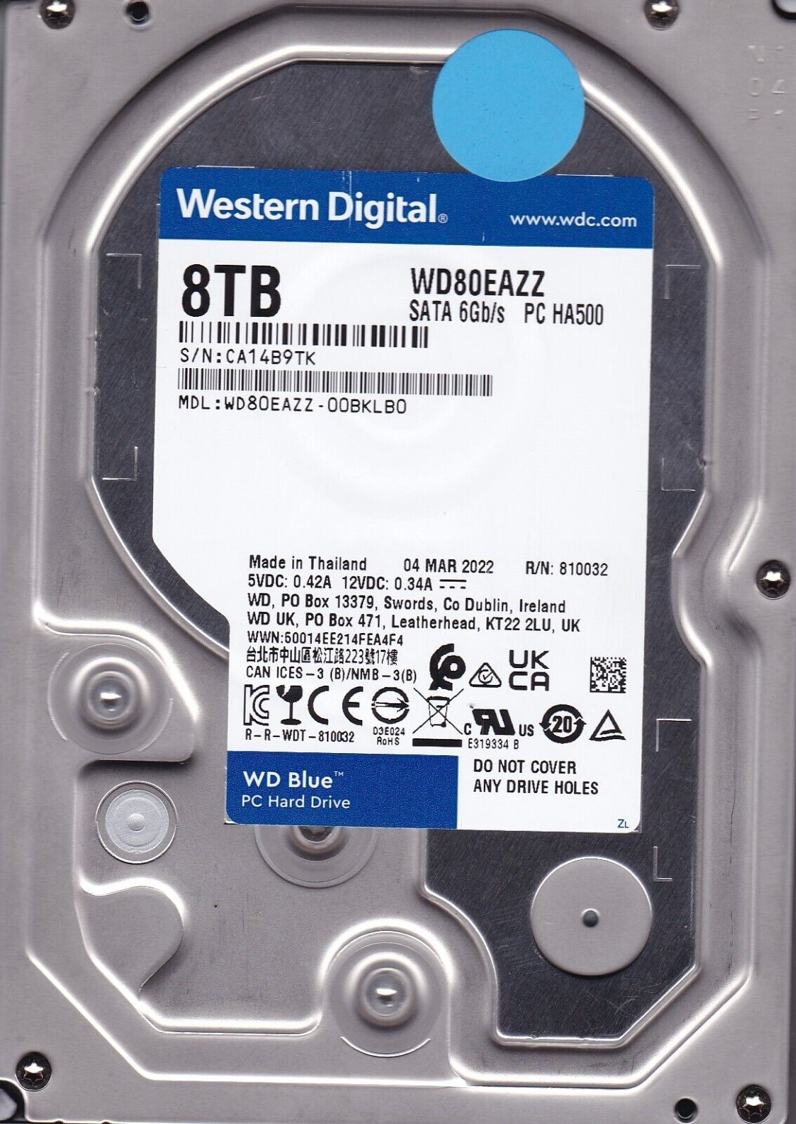 Western Digital Blue 8TB interne Festplatte WD80EAZZ 3,5 Zoll HDD SATA3 5640RPM (Generalüberholt) Western Digital Blue 8TB interne Festplatte WD80EAZZ 3,5 Zoll HDD SATA3 5640RPM (Generalüberholt)