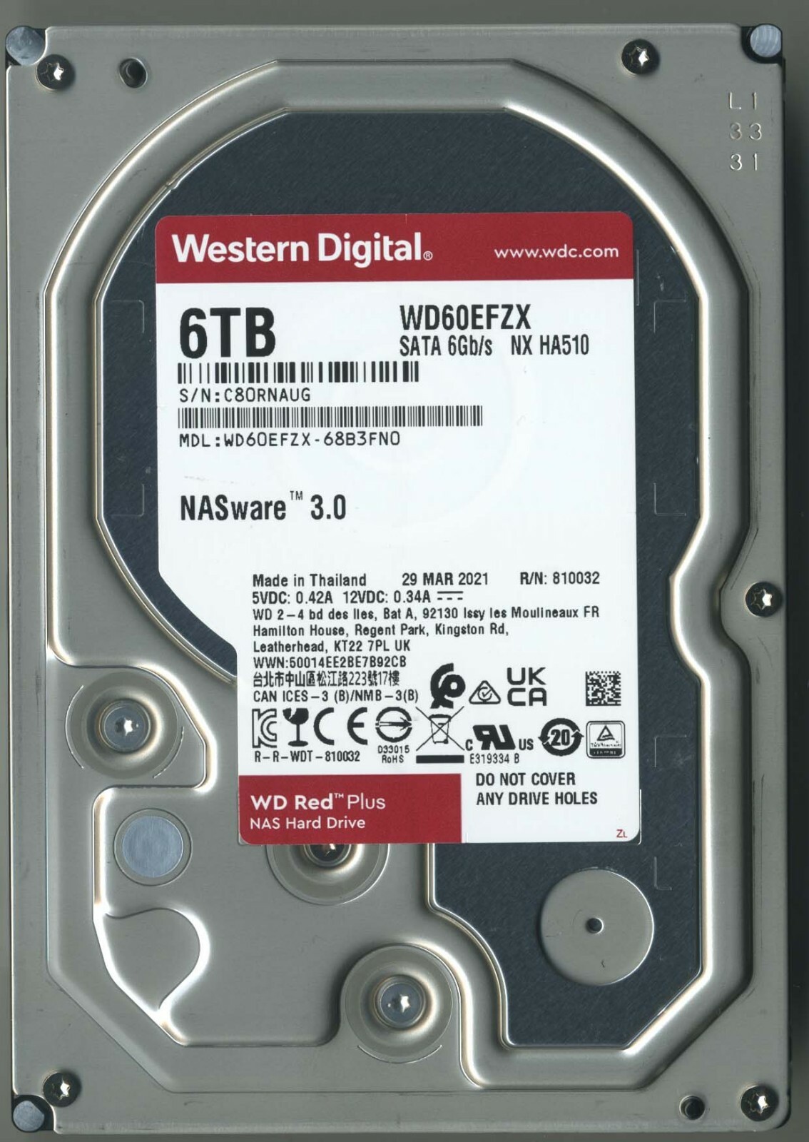 Western Digital Red Plus 6TB WD60EFZX-68B3FN0 RN:810032 NX HA510 NAS Hard drive Western Digital Red Plus 6TB WD60EFZX-68B3FN0 RN:810032 NX HA510 NAS Hard drive