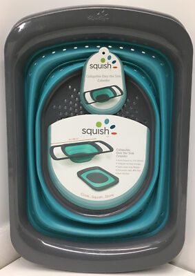 Squish 6qt Collapsible Over The Sink Colander In Blue & Gray ( 23 In )