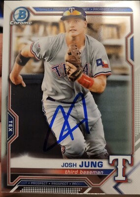 Josh Jung Rookie Auto 2021 Bowman Chrome In Person Auto RC! Rangers