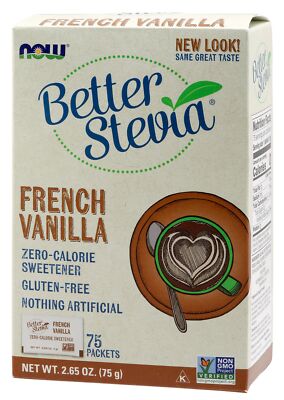 Now Foods Better Stevia French Vanilla 75 пакетиков с порошком