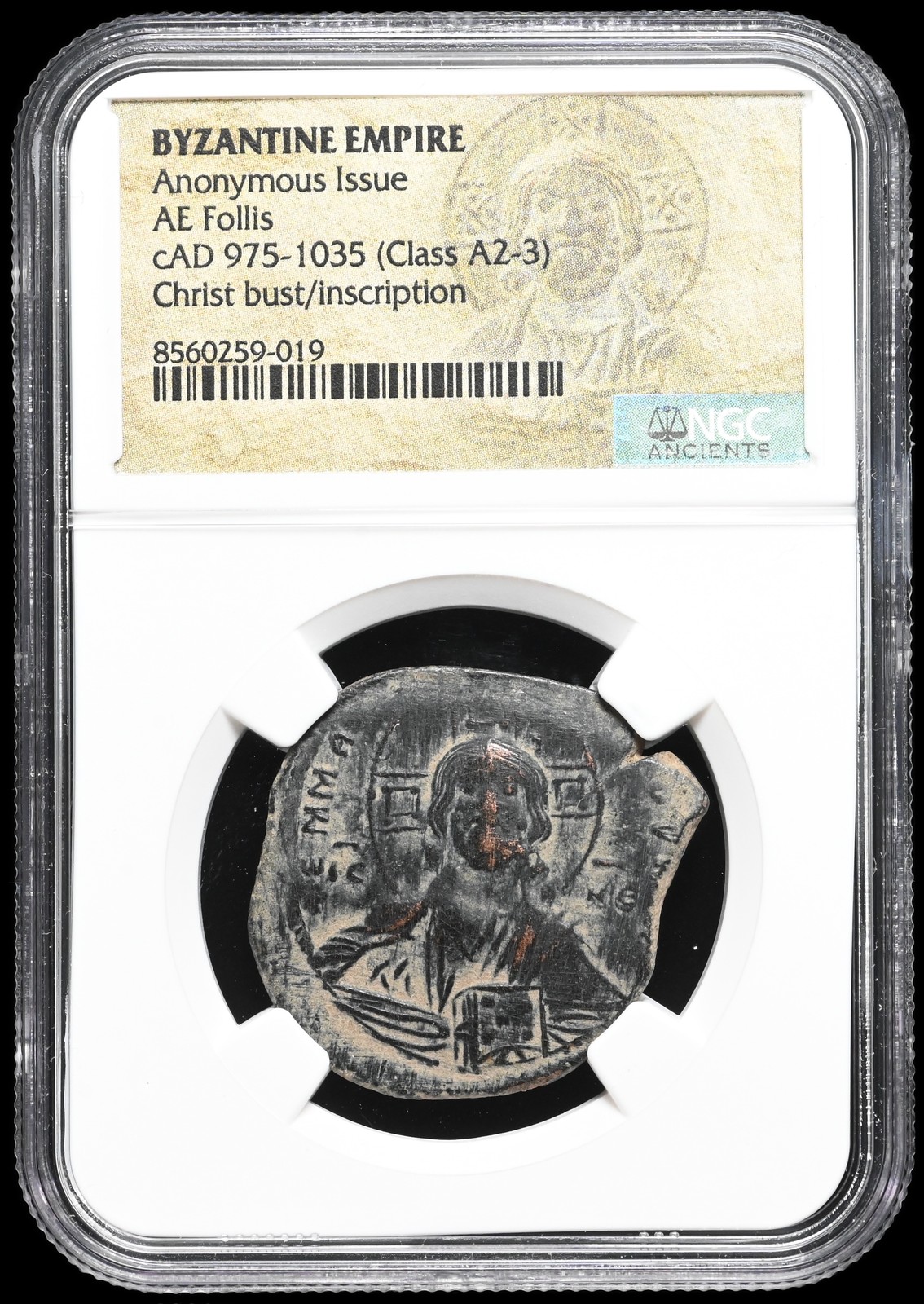 BYZANTINE. Anonymous Christ Follis, 975-1035 AD. Class A2/A3, NGC Certified