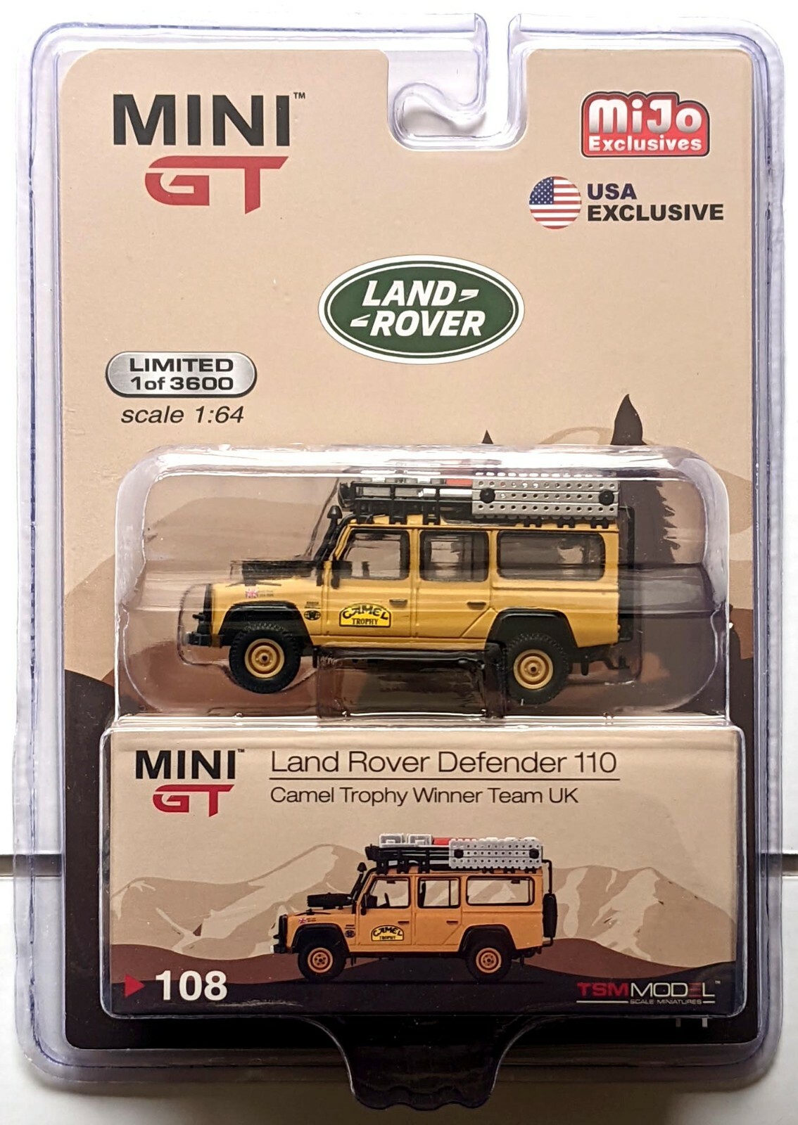 MINI GT No.108 ディフェンダー MINI GT 108 Mijo Land Rover Defender 110 1989 Camel Trophy