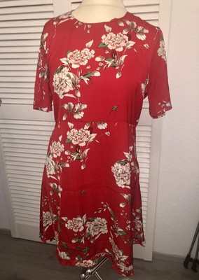 YAS Y.A.S. kleid Sommerkleid Minikleid Cocktail Rot Geblümt gr. Xl 40 42 Neu