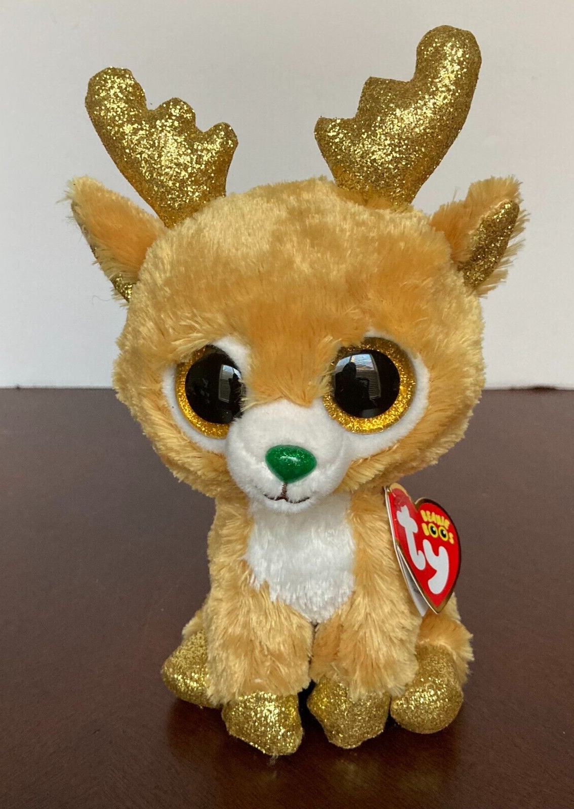 TY Beanie Boos GLITZY the Reindeer 6 inch Boo Stuffed Animal