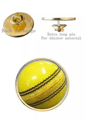 Indoor Cricket Ball 26mm Metal (LP) Lapel Domed Pin Badge