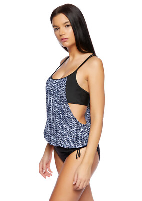 Tankini Set Top ohne Bügel Cup C/D Blau Top + Hose Gr 44 Neu Cup C/D