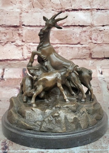 E. Delabrierre Bronze Sculpture Mountain Goats Lost Wax Museum Quality Art Deco