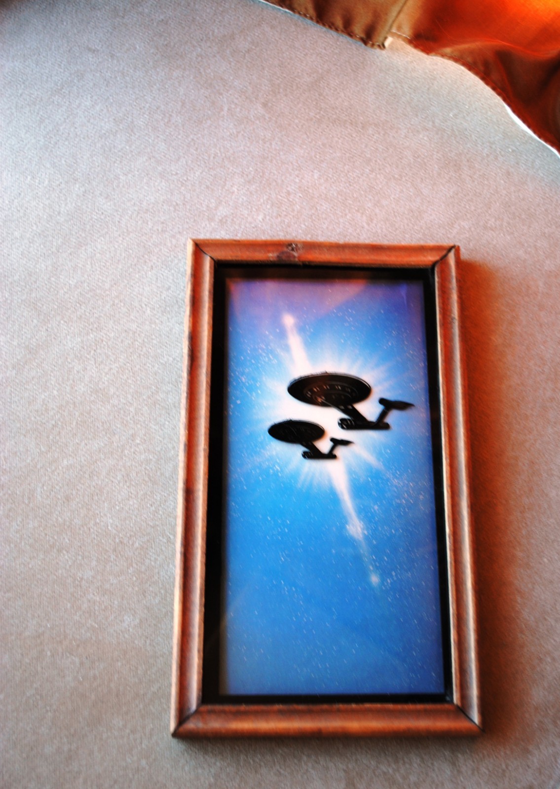 Vintage Star Trek Original Series Enterprise Reverse Painting on Glass Framed