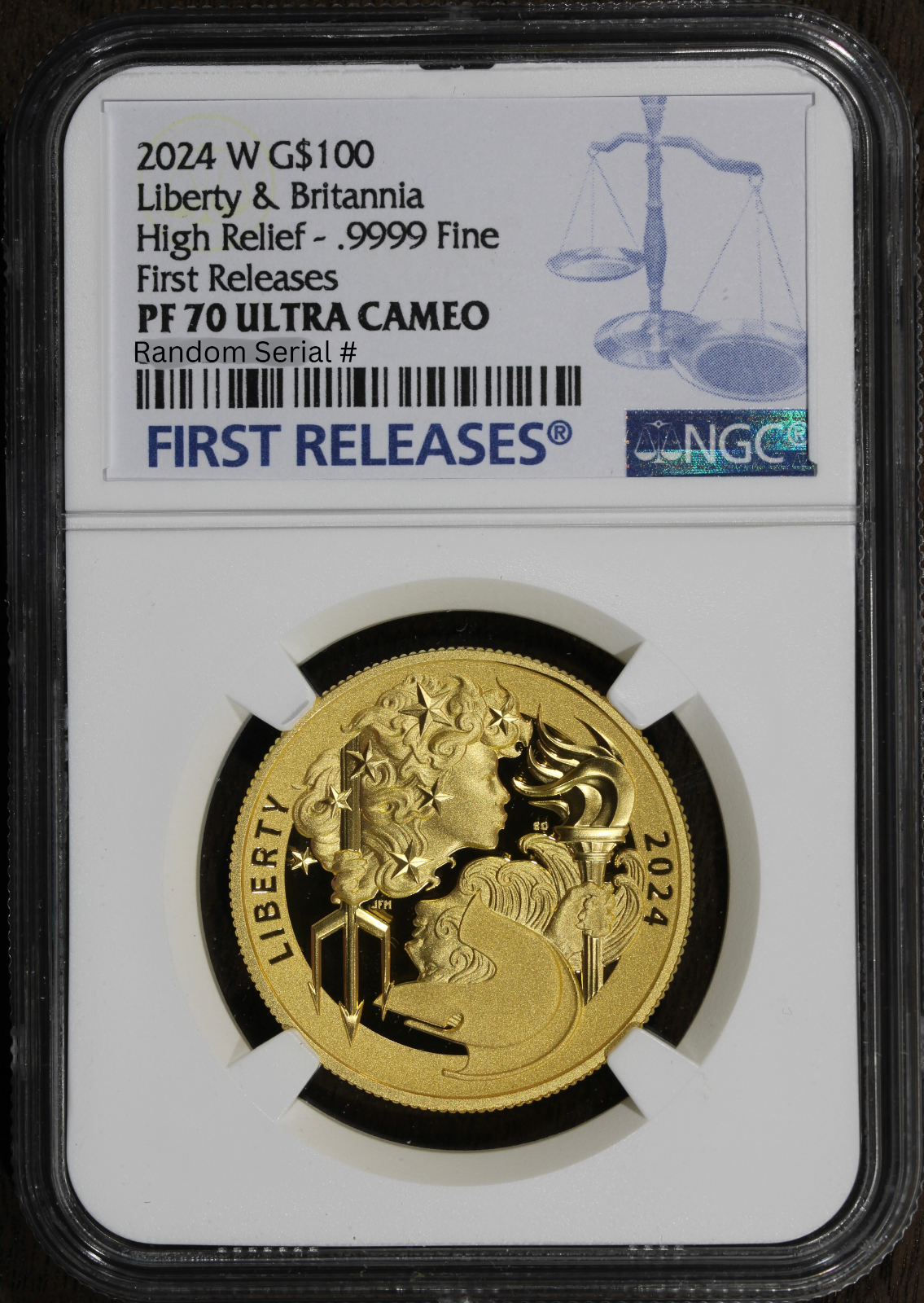 2024-W (PF70) 1 oz $100 Proof Gold Liberty & Britannia NGC