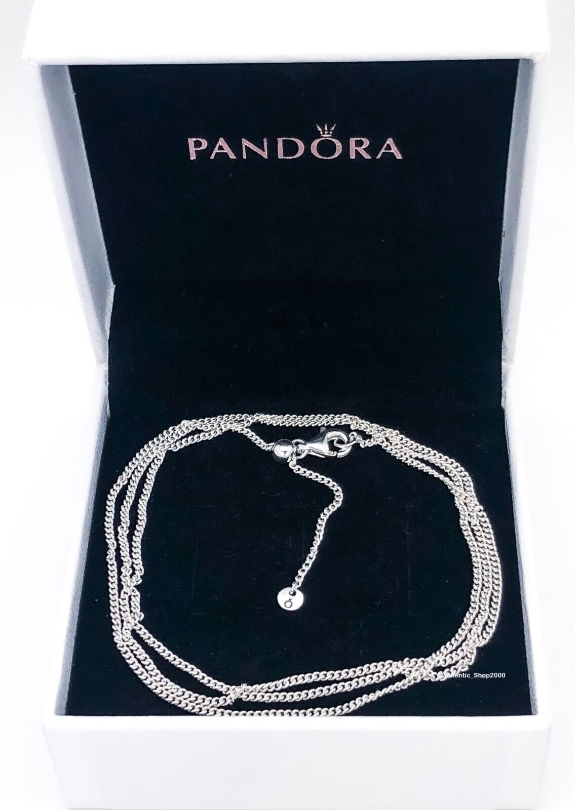 NEW 100% Authentic PANDORA 925 Silver Slide Clasp Curb Chain Necklace 398283 NEW 100% Authentic PANDORA 925 Silver Slide Clasp Curb Chain Necklace 398283