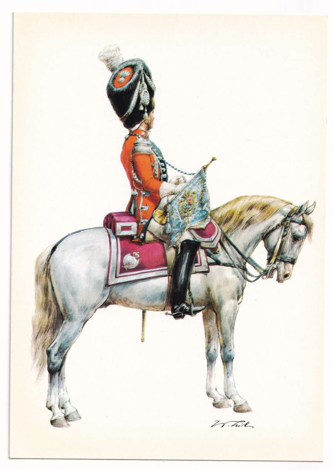 Post Card Horse Grenadier Trumpeter Kingdom of France 1814/15 by Wolfgang Tritt