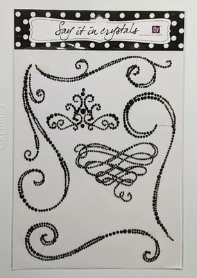 Prima Marketing Say It In Crystals Black Bling Flourishes Scrapbooking Stickers
