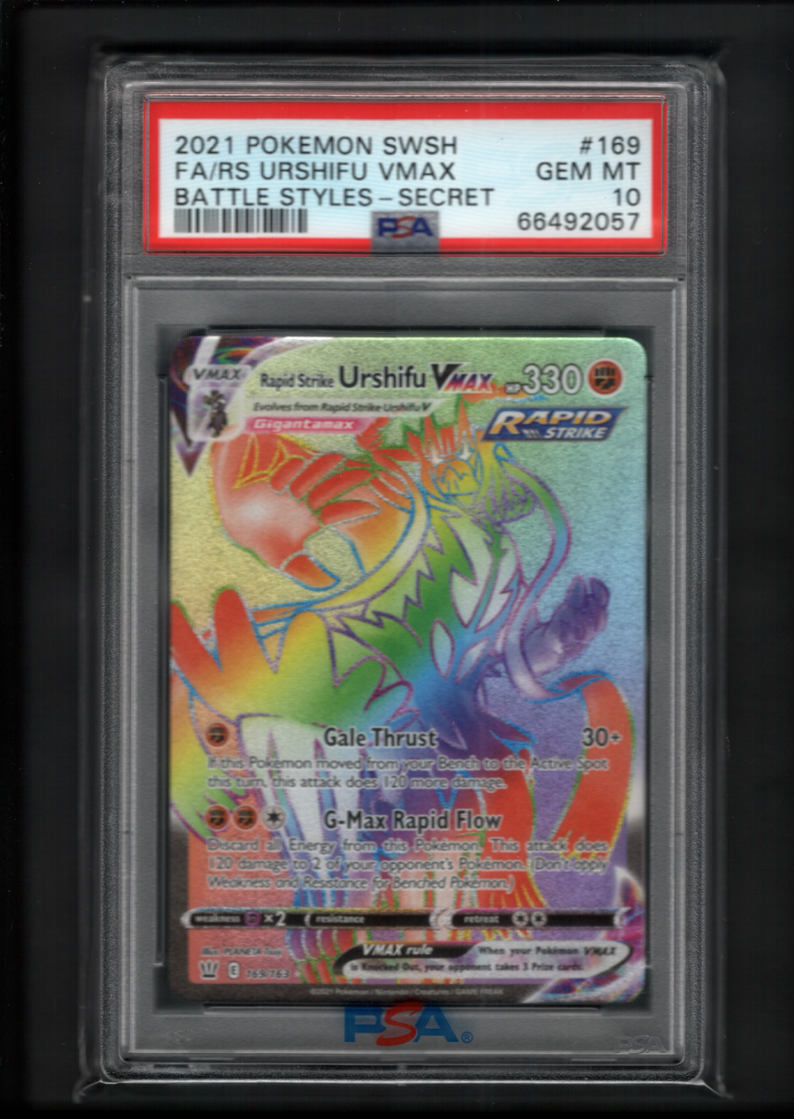 PSA 10 Pokemon Rapid Strike Urshifu Vmax Rainbow Secret Rare PSA 10 Pokemon Rapid Strike Urshifu Vmax Rainbow Secret Rare