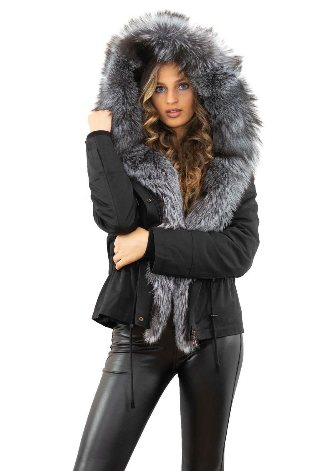 MARKENLOS DAMEN PARKA MIT PELZ FELL ECHTFELL ECHTPELZ INNENFELL INNENPELZ PELZKRAGEN