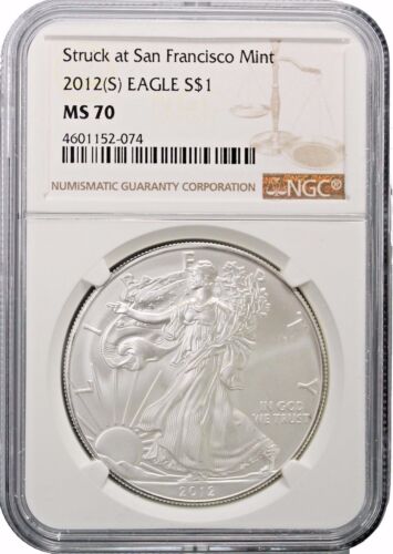 2021 (S) SILVER EAGLE NGC MS70 ER STRUCK @ SAN FRANCISCO