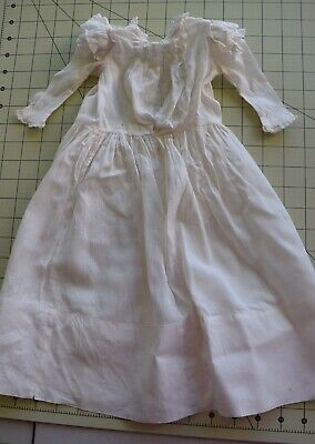 2843 Antique 1890-1900 Doll dress, white lawn, tucking & lace decoration