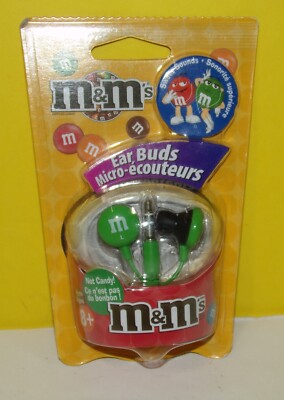 Maxell Official M&M's Candy Sexy Green In-Ear Headphones Lightweight Earbuds NIP