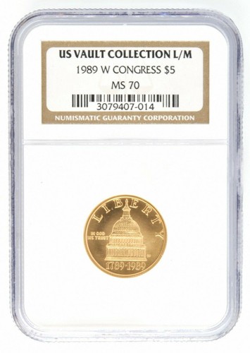 1989 W Congress Commemorative $5 Gold US Vault Collection NGC MS