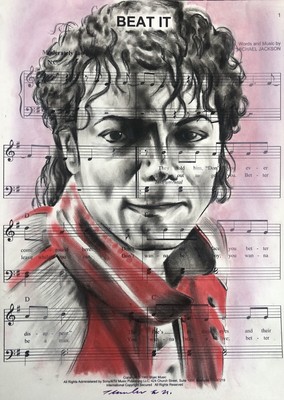 Michael Jackson Original Pastel/ Pencil Drawing .Fan-ART A4 . 2021 Beat It