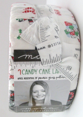 Moda Jelly Roll ''CANY CANE LANE'' Christmas 2.5'' Fabric Strips by April Rosenthal