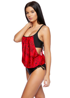 Z7913-F-1134) NEU BAUCHWEG DAMEN PUSH UP TANKINI CUT OUT GR 48 4XL CUP A/B