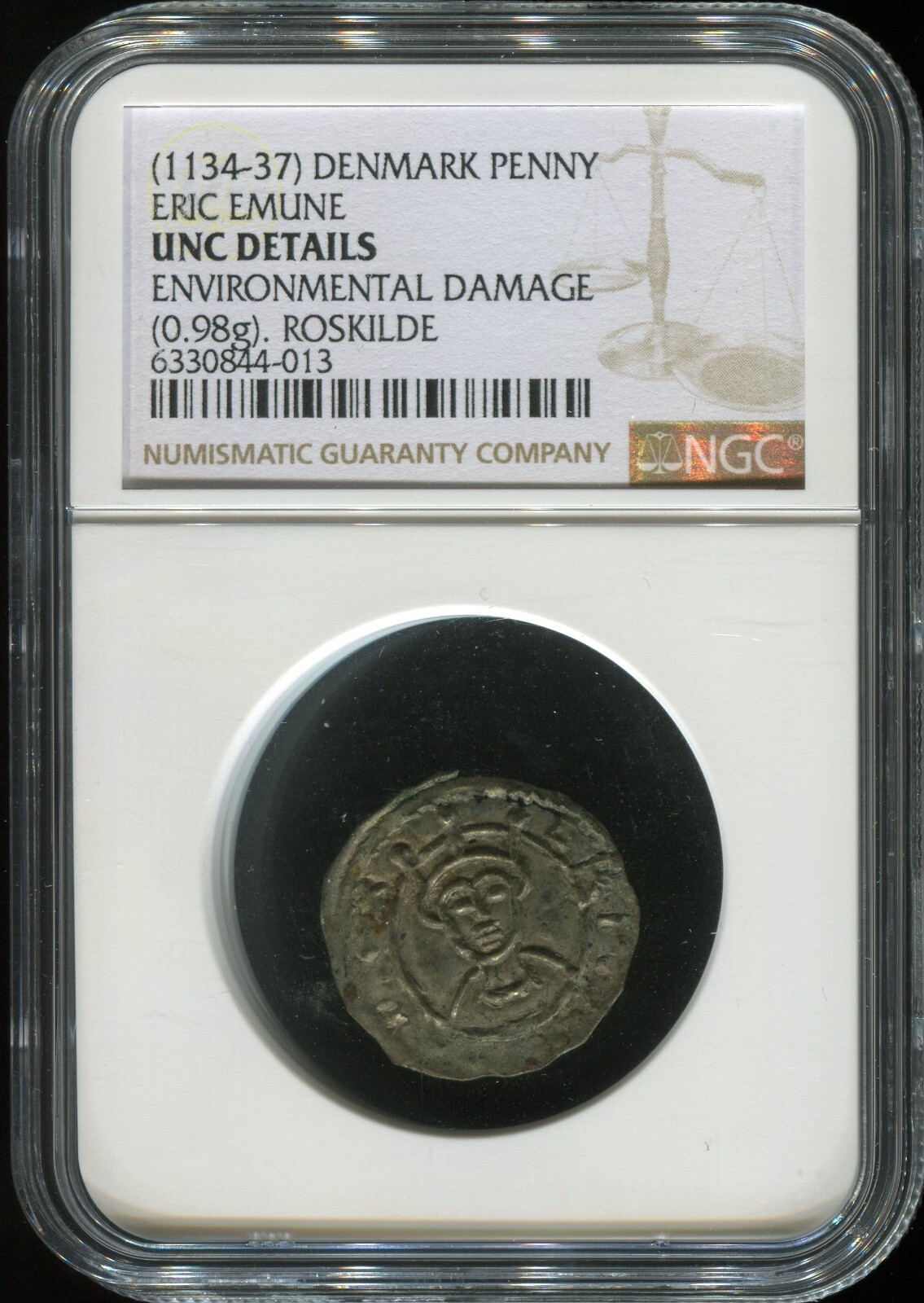 1134-1137 Medieval Denmark King Eric Emune Silver Penny | NGC UNC |Free Shipping