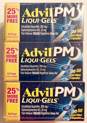 ADVIL PM LIQUI-GELS PAIN RELIEVER NIGHTTIME SLEEP AID 150 COUNT EXP 01/2024
