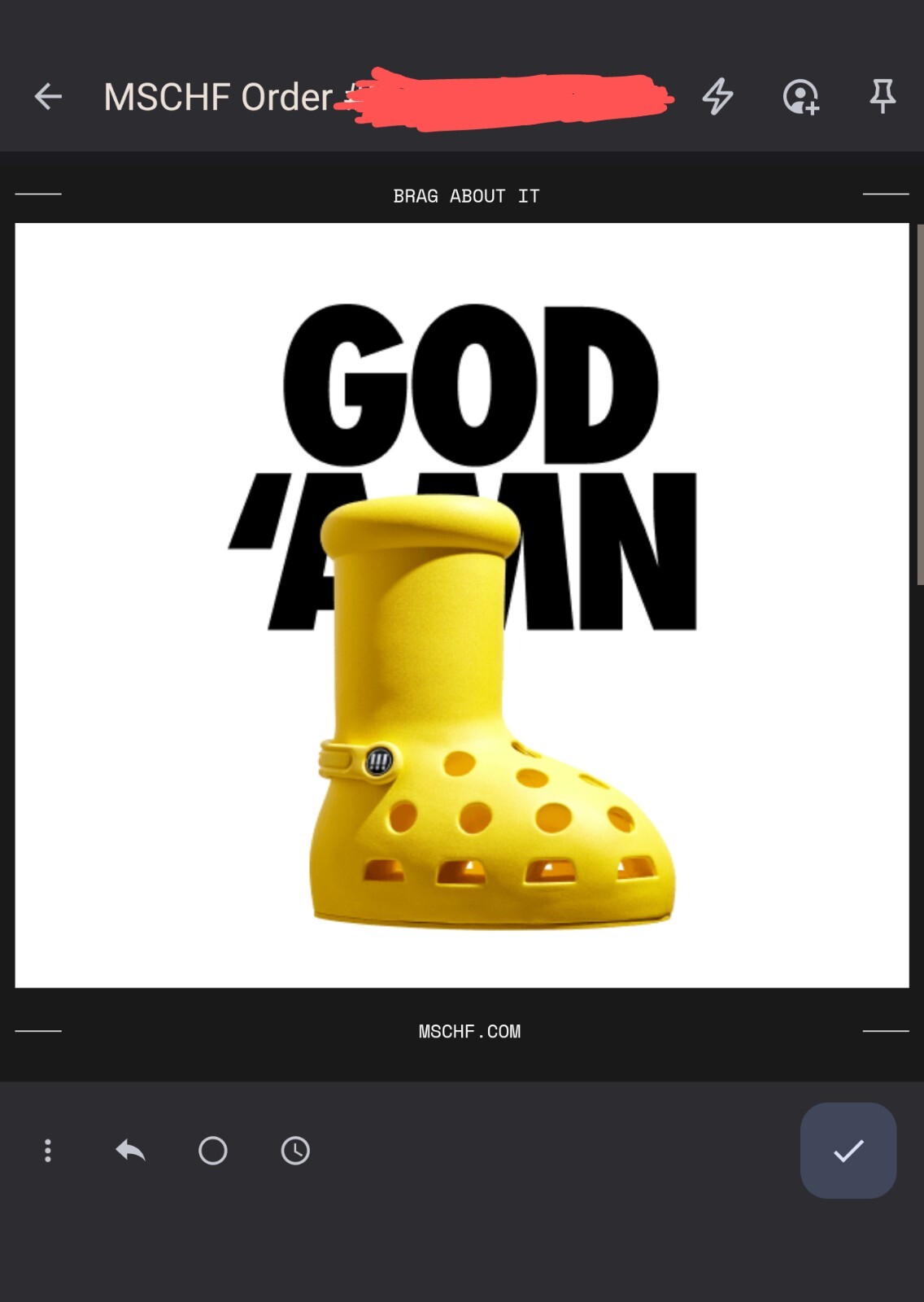 Pre-owned Mschf X Crocs Us Mens Size 11 Big Yellow Boot Brb Big Red Boot Order Confirmed