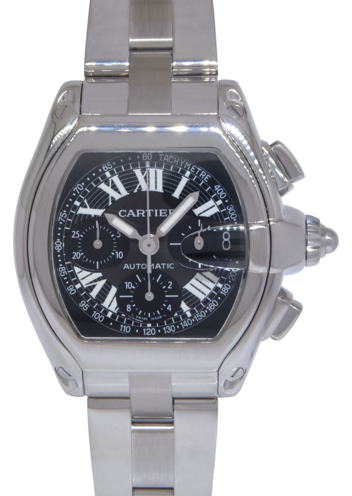 Cartier Roadster XL Chronograph Steel Black Dial Automatic Watch
