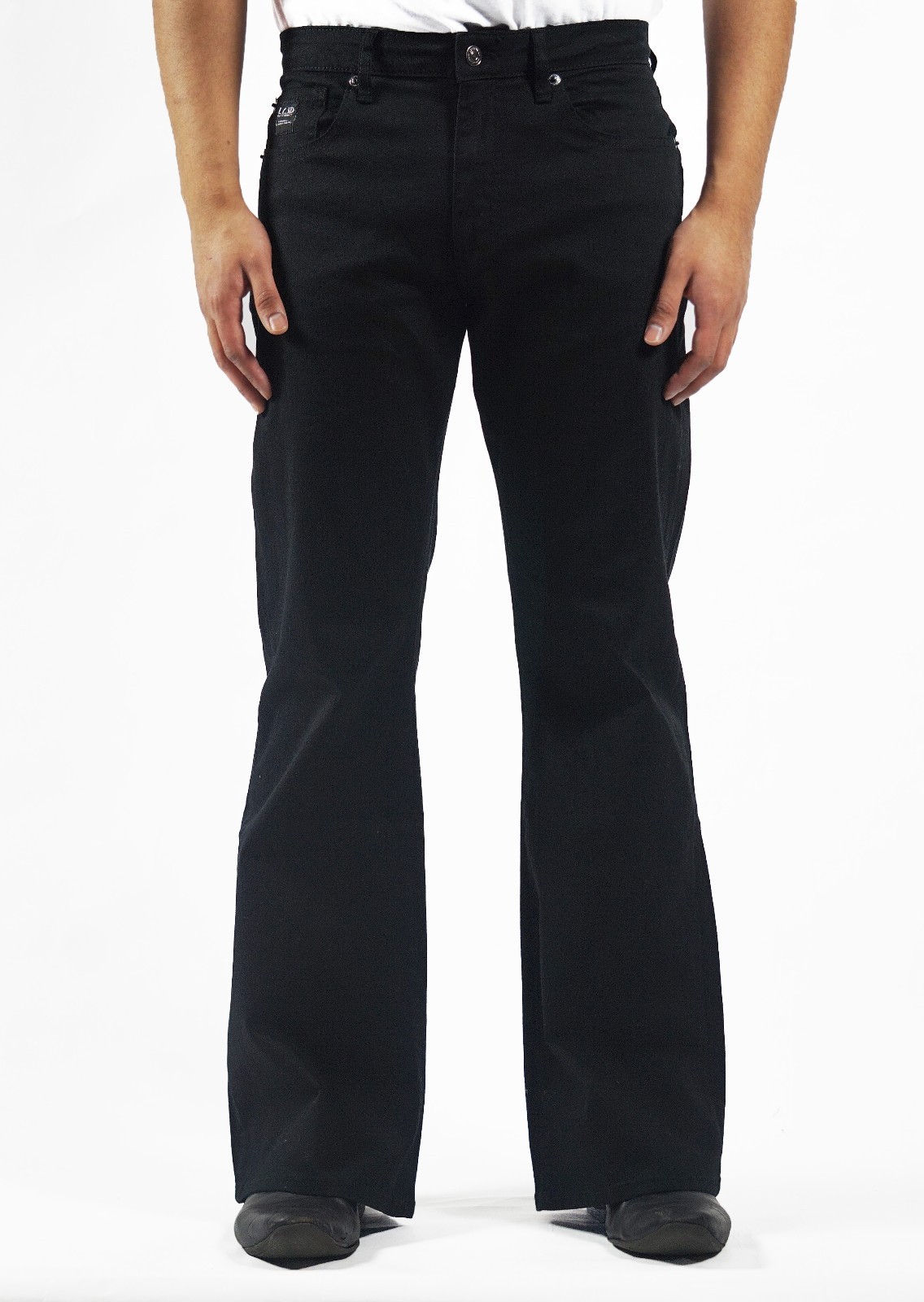 Men's LCJ Denim Flare Stretch Indie Retro Jeans 70s  Bell Bottoms LC16 Black