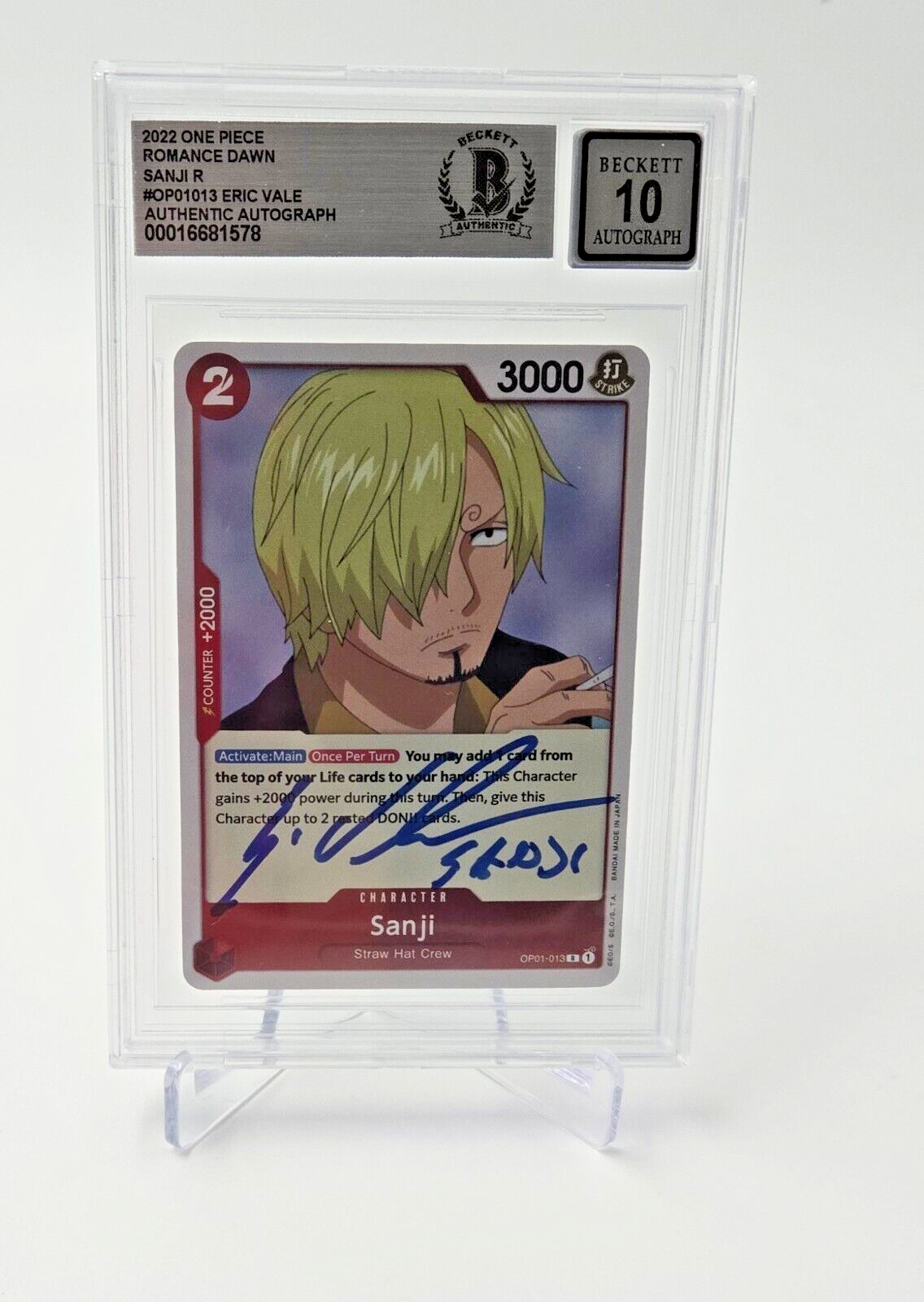 One Piece Signed Card Sanji Eric Vale Game TCG Slab