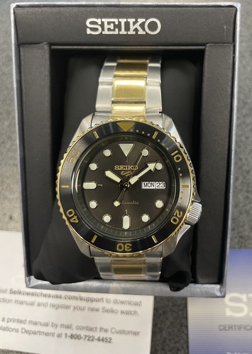 Pre-owned Seiko 5 Prospex Automatic Srpk22 Two-tone Watch With Tag Made In Japan