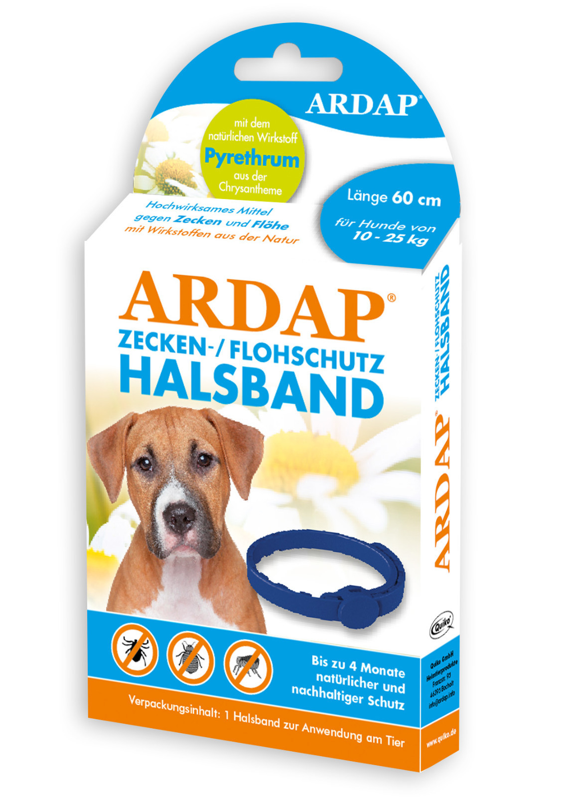 Ardap Zecken- und Flohhalsband für Hunde 10-25 kg (60cm Länge) DHL Versand frei