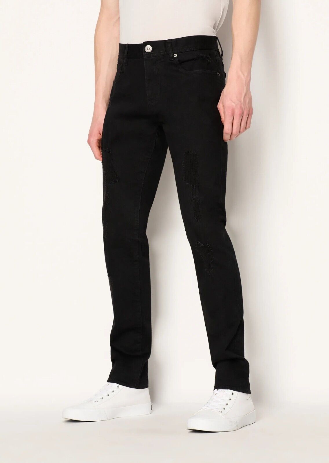 ARMANI EXCHANGE J13 Slim Fit Stretch Distressed Jean Black 3RZJ13 Z1AAZ eBay
