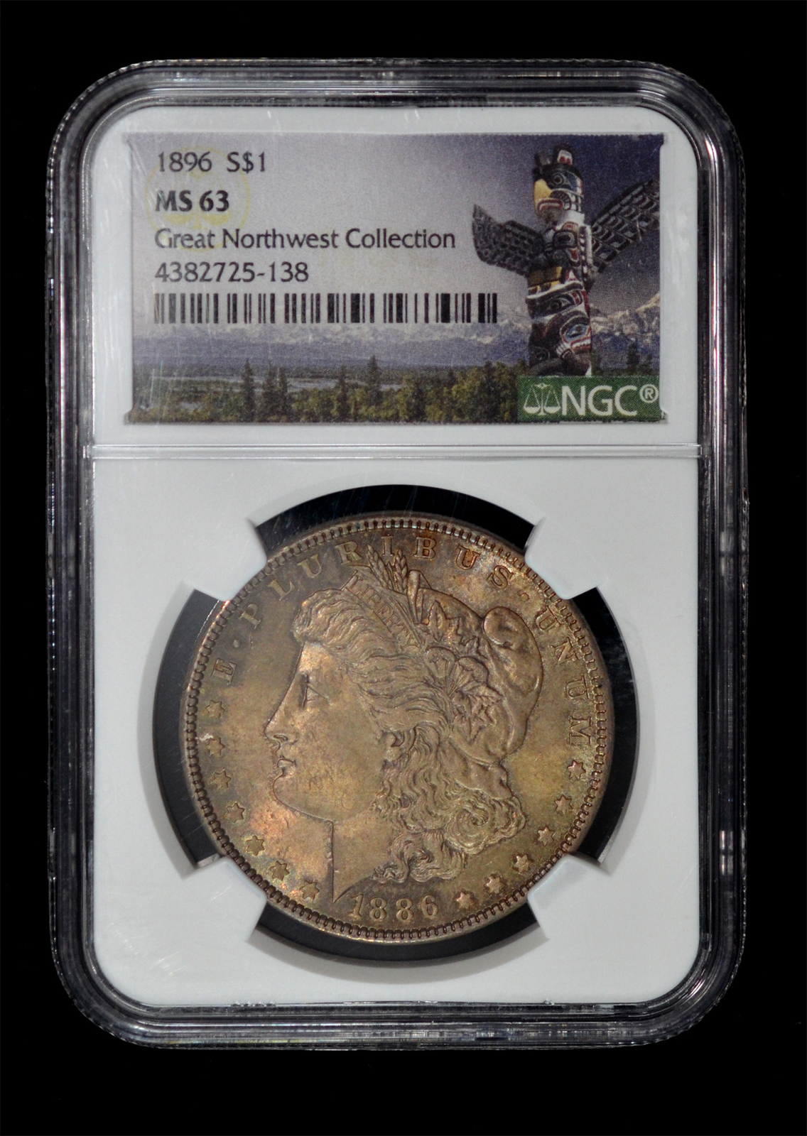 NGC MS63 1896 Morgan Dollar - dark toned both side, Great Northwest Collection