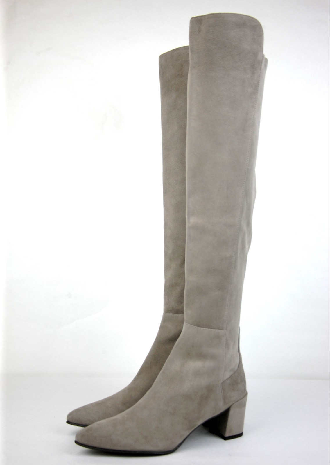 Pre-owned Stuart Weitzman $765  Taupe Suede Allwayhunk Over-the-knee Boot In Brown