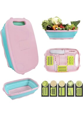 AJH3 ESSENTIALS 9-in-1 Collapsible Cutting Board with Colander and Prep Tub T...