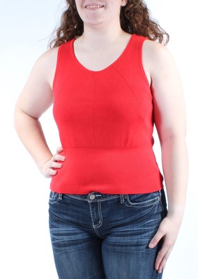 

Женский красный топ без рукавов из искусственного шелка INC с круглым вырезом, размер