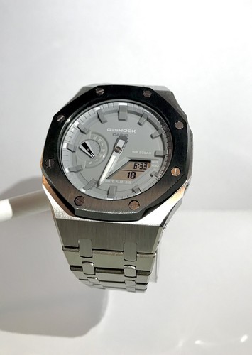 Pre-owned G-shock Casio  Gray Ga2100 Carbon Custom Silver/black Case