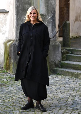 ELLI ELLI - LAGENLOOK SWEAT MANTEL GR 44 BIS 56 - SCHWARZ