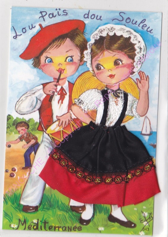 Carte Postale Brodee Embroidered Bordada Lou PaÃS Dou Souleu Mediterranee 343